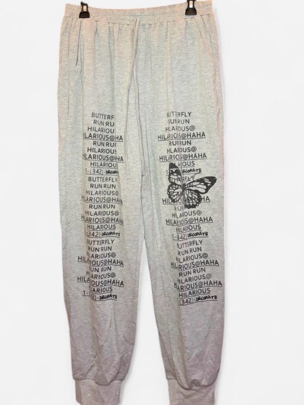 SHEIN Gray Women Joggers with Black Butterfly Print